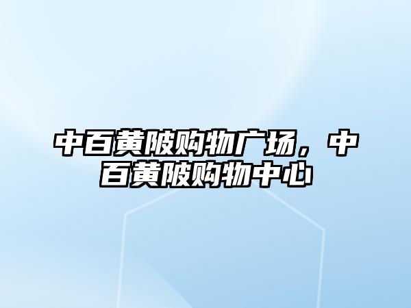 中百黃陂購物廣場，中百黃陂購物中心