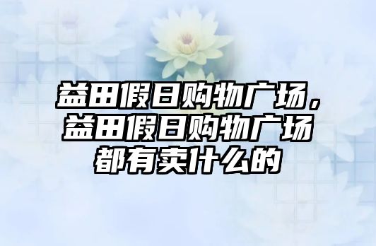 益田假日購物廣場，益田假日購物廣場都有賣什么的