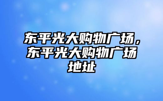 東平光大購物廣場，東平光大購物廣場地址