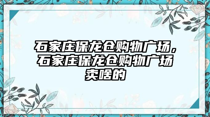 石家莊保龍倉購物廣場，石家莊保龍倉購物廣場賣啥的