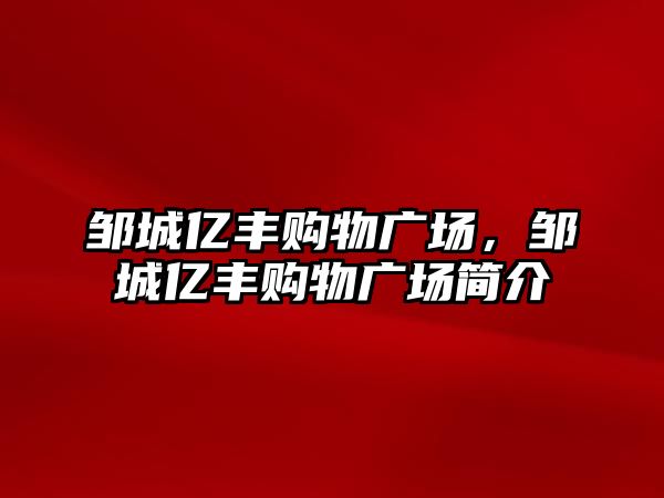 鄒城億豐購物廣場，鄒城億豐購物廣場簡介