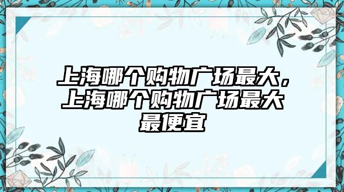 上海哪個(gè)購(gòu)物廣場(chǎng)最大，上海哪個(gè)購(gòu)物廣場(chǎng)最大最便宜