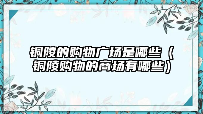 銅陵的購物廣場是哪些（銅陵購物的商場有哪些）